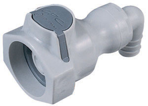 95400 - UDC Kupplung PP mit Winkel-Schlauchtülle 12,7 mm mit Absperrung, Silicon O-Ring