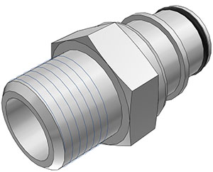 81500 - Stecker PSU mit konischem AG 1/2" NPT mit Absperrung, NSF (HFCD24835 NSF)