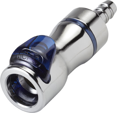 LQ4D17004BLU - Kupplung MS-VC mit Schlauchtülle 6,4 mm mit Absperrung, blau, Non-Spill