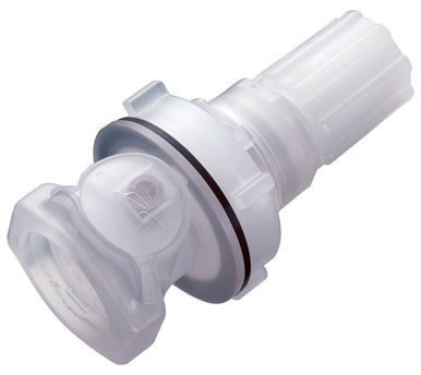 CQHD06110108 - Kupplung PP mit Schottvorrichtung 1/2" Flare mit Absperrung, metallfrei