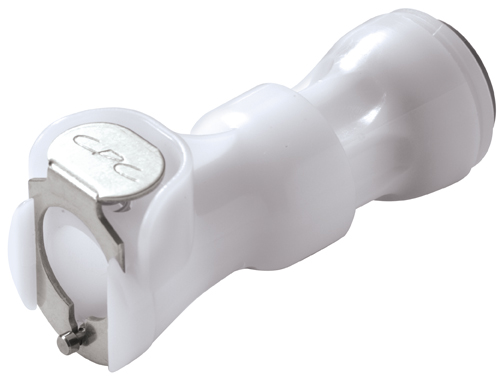 22300 - Kupplung Acetal mit JG Steckanschluss 9,5 mm mit Absperrung, NSF (PLCD14006 NSF)