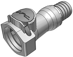 61900 - Kupplung PP mit Schlauchtülle 19,0 mm mit Absperrung, NSF (HFCD171212 NSF)