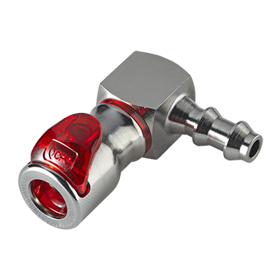 LQ2D3304LRED - Winkel-Kupplung MS-VC mit Locking Tülle 6,4 mm mit Absperrung, rot, Non-Spill