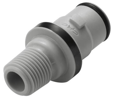 NS2D240212 - Stecker PP mit konischem AG 1/8" NPT mit Absperrung, Non-Spill