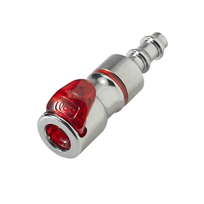 LQ2D1704LREDV - Kupplung MS-VC mit Locking Schlauchtülle 6,4 mm mit Absperrung, rot, Non-Spill, FKM-Dichtung