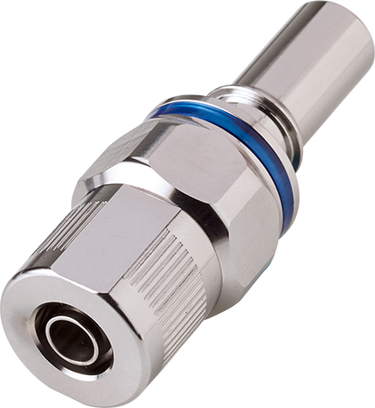 LQ4D20006BLU - Stecker MS-VC mit Klemmverschraubung 9,5 mm x 6,4  mm, blau mit Absperung, Non-Spill