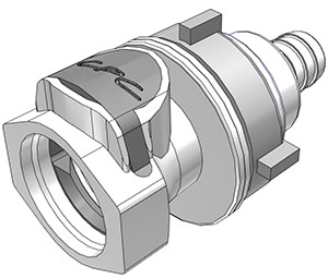 80400 - Kupplung PSU Schott mit Schlauchtülle 12,7 mm mit Absperrung, NSF (HFCD16835 NSF)