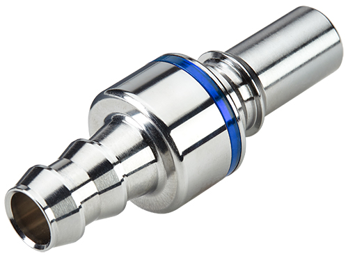 LQ6D22008LBLU - Stecker MS-VC mit Locking Schlauchtülle 12,7mm mit Absperrung, blau, Non-Spill