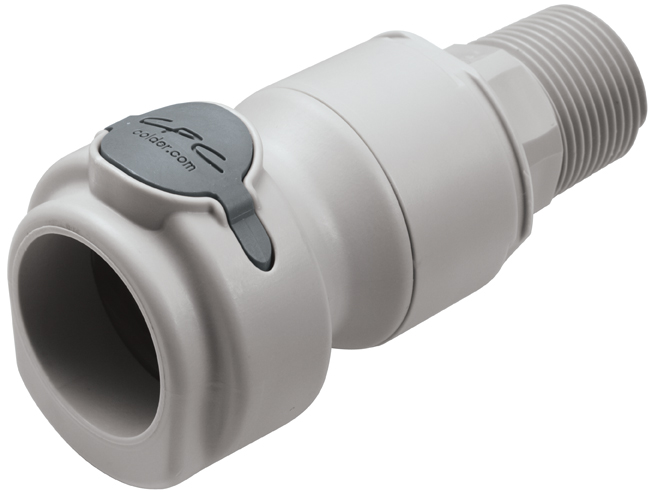 NSHD10012 - Kupplung Polypropylen mit konischem AG 3/4" NPT mit Absperrung, Non-Spill