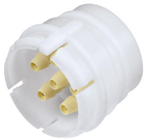 SXF420212 - Sechsfachverb. Stecker Acetal, Schott mit 3,2 mm PP Kuppl. Einsätzen ohne Absperrung