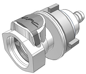 80300 - Kupplung PSU Schott mit Schlauchtülle 9,5 mm mit Absperrung, NSF (HFCD16635 NSF)