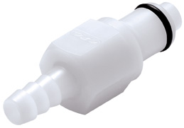 21500 - Stecker Acetal mit Schlauchtülle 6,4 mm mit Absperrung, NSF (PLCD22004 NSF)