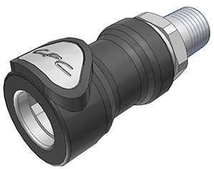 NS4D10004BSPTVHC - Kupplung PP mit konischem AG 1/4" BSPT mit Absperrung, Non-Spill, FKM-Dichtung und Hastelloy-C® Feder