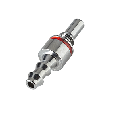 LQ2D2204LRED - Stecker MS-VC mit Locking Schlauchtülle 6,4 mm mit Absperrung, rot, Non-Spill