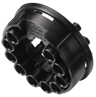 TFBD1001 - Zehnfachverb. Kupplung Nylon mit 1,6 mm Acetal Kuppl. Einsätzen mit Absperrung