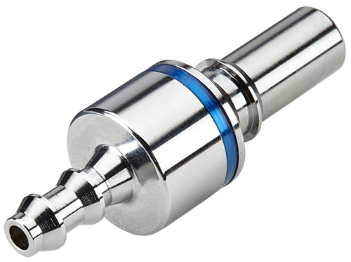 LQ4D22004LBLU - Stecker MS-VC mit Locking Schlauchtülle 6,4 mm mit Absperrung, blau, Non-Spill