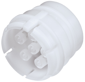 SXFD4201 - Sechsfachverb. Stecker Acetal, Schott mit 1,6 mm Acetal Kuppl. Einsätzen mit Absperrung