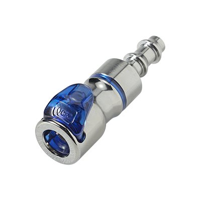 LQ2D1704LBLU - Kupplung MS-VC mit Locking Schlauchtülle 6,4 mm mit Absperrung, blau, Non-Spill