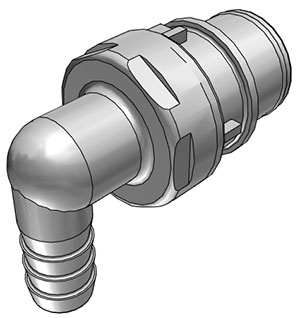 HFC23612 - Stecker PP mit Winkel-Schlauchtülle 9,5 mm ohne Absperrung