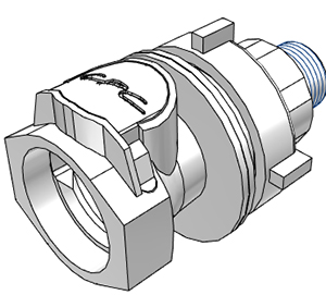 CQHD06110206 - Kupplung PP mit Schottvorrichtung 3/8" MNPT mit Absperrung, metallfrei