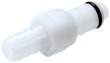 42700 - Stecker Acetal mit Schlauchtülle 9,5 mm mit Absperrung, NSF (APCD22006 NSF)