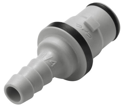 NS2D220412SMZ - Stecker PP mit Schlauchtülle 6,4 mm mit Absperrung, Non-Spill, Simriz®-Dichtung