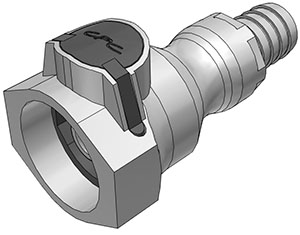 98700 - UDC Kupplung PP mit Schlauchtülle 19 mm mit Absperrung, EPDM O-Ring