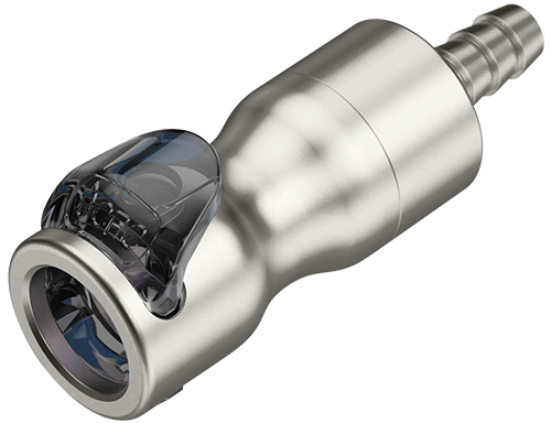 LQ4SD17004 - Kupplung Edelstahl mit Schlauchtülle 6,4 mm, mit Absperrung, Non-Spill