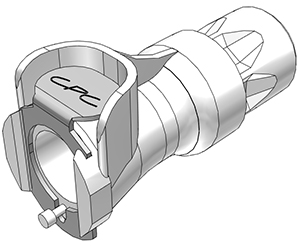 22900 - Kupplung Acetal mit JG Steckanschluss 6,4 mm mit Absperrung, NSF (PLCD14004 NSF)