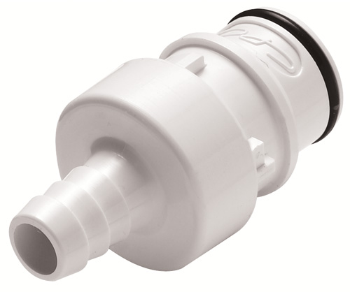 80900 - Stecker PSU mit Schlauchtülle 9,5 mm mit Absperrung, NSF (HFCD22635 NSF)