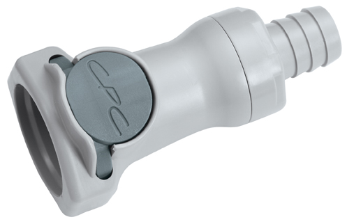 60700 - Kupplung PP mit Schlauchtülle 12,7 mm mit Absperrung, NSF (HFCD17812 NSF)