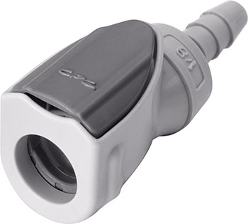 NS1D170212HC - Kupplung PP mit Schlauchtülle 3,2 mm mit Absperrung, Non-Spill, Hastelloy-C® Feder