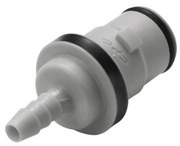 NS2D220212V - Stecker PP mit Schlauchtülle 3,2 mm mit Absperrung, Non-Spill, FKM-Dichtung