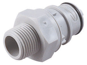60400 - Stecker PP mit konischem AG 1/2" NPT mit Absperrung, NSF (HFCD24812 NSF)