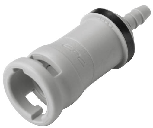 NS2D170212SMZ - Kupplung PP mit Schlauchtülle 3,2 mm mit Absperrung, Non-Spill, Simriz®-Dichtung