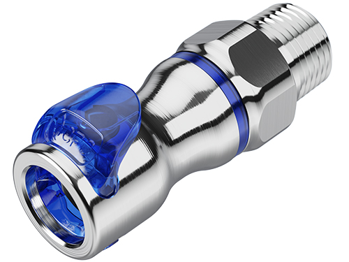 LQ4D10006BLU - Kupplung MS-VC mit AG 3/8" NPT mit Absperrung, blau, Non-Spill
